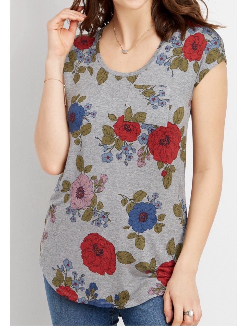 Maurices 24/7 floral print dolman tee size Medium